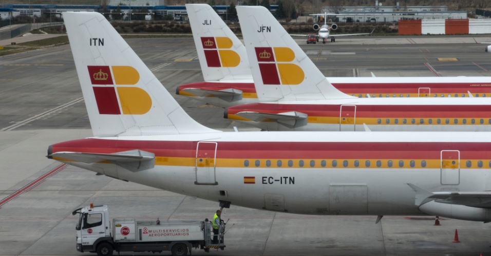 22.fev.2013 Quinto dia de greve na Iberia provoca cancelamento de 239 voos